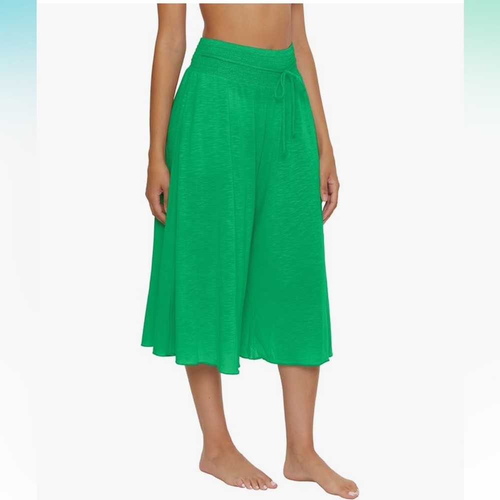 NWT BECCA Standard Breezy Basics Gaucho Wide Leg, Beach Cover-Ups Kelly Green